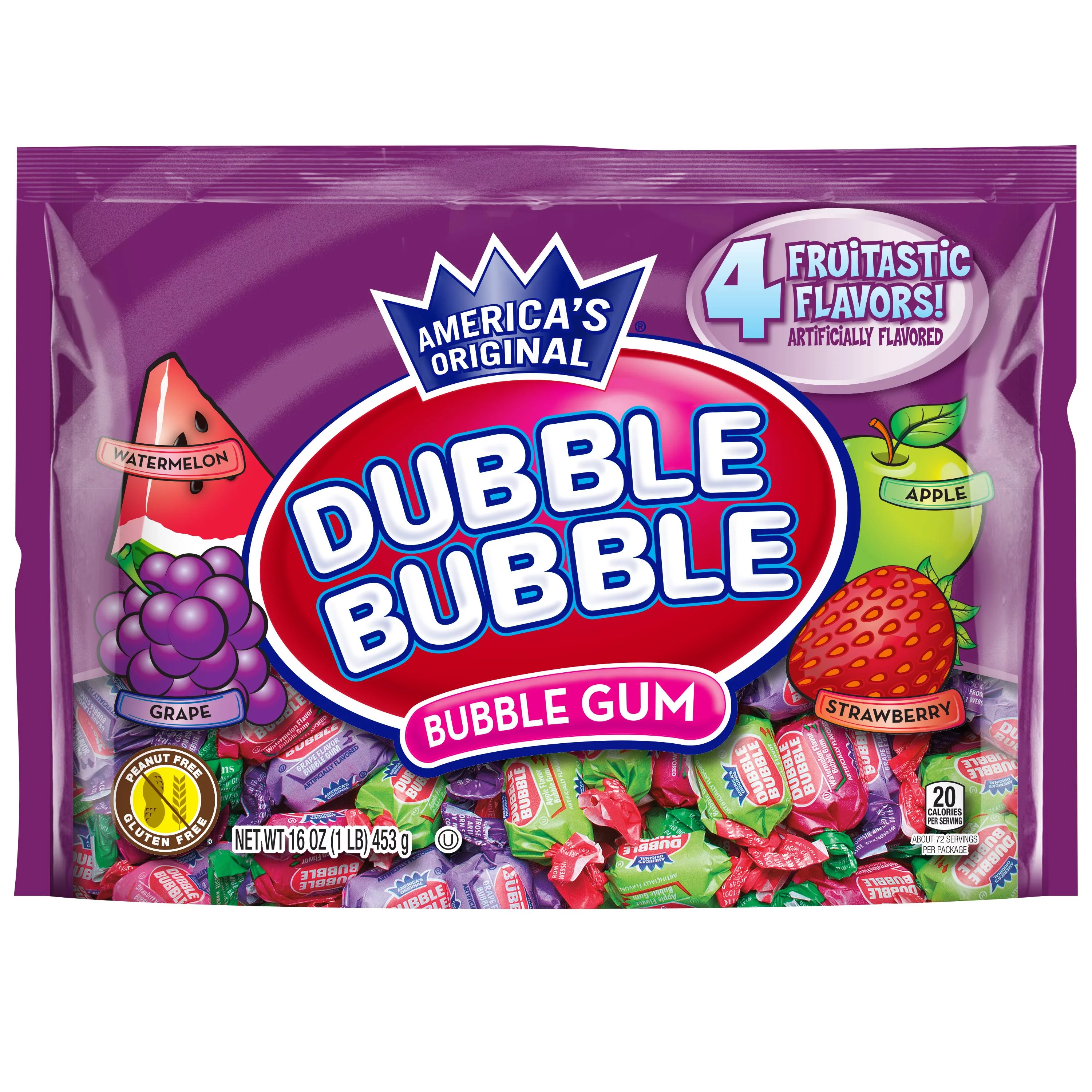 Dubble Bubble Twist 4 Assorted Flavors Gum, Individually Wrapped, 16 Oz