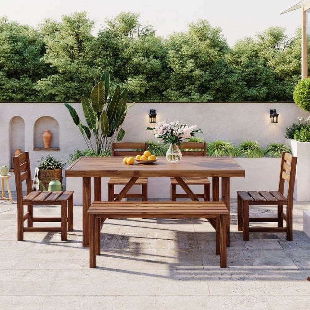 Buumin U_Style High-quality Acacia Wood Outdoor Table and Chair Set, Suitable for Patio, Balcony, Backyard