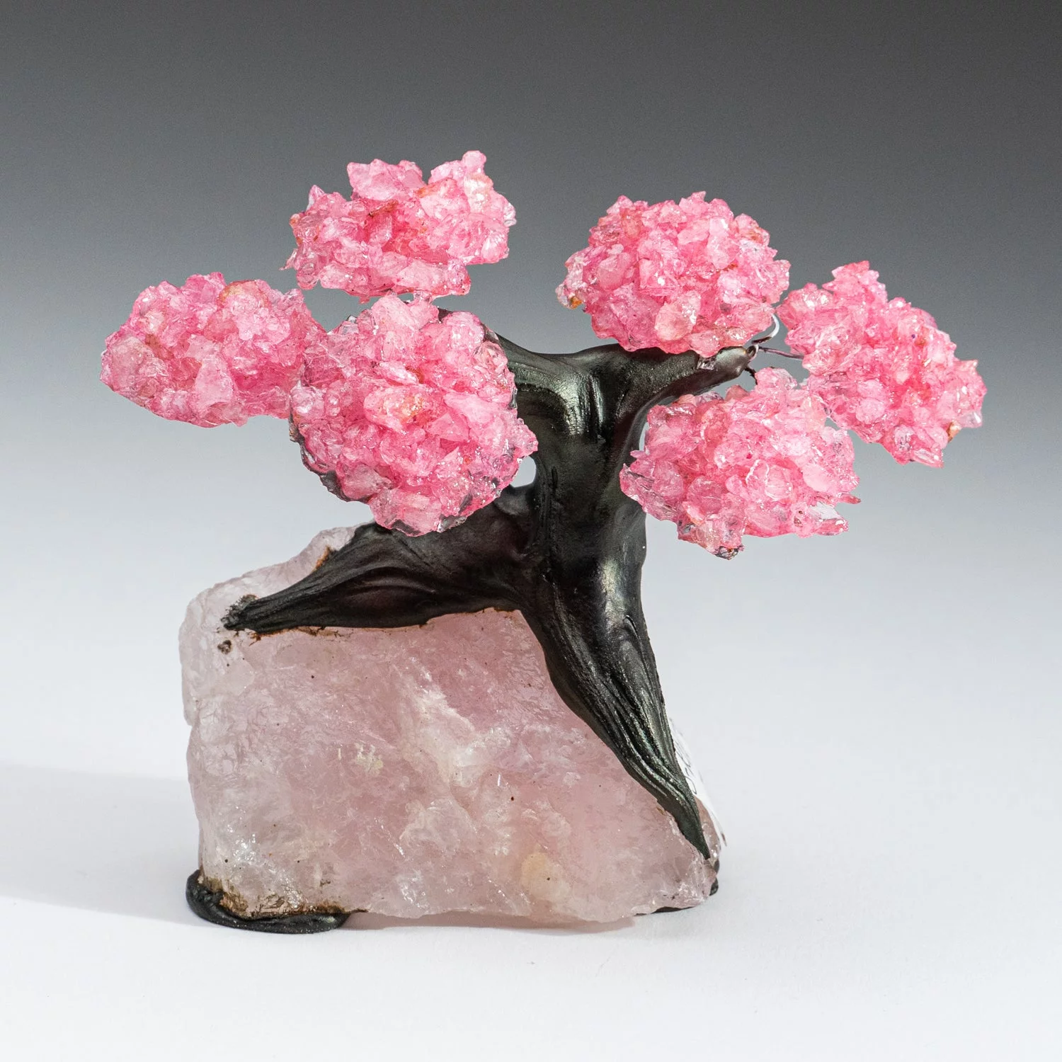Small - Genuine Rose Quartz Clustered Gemstone Tree on Rose Quartz Matrix (The Love Tree)