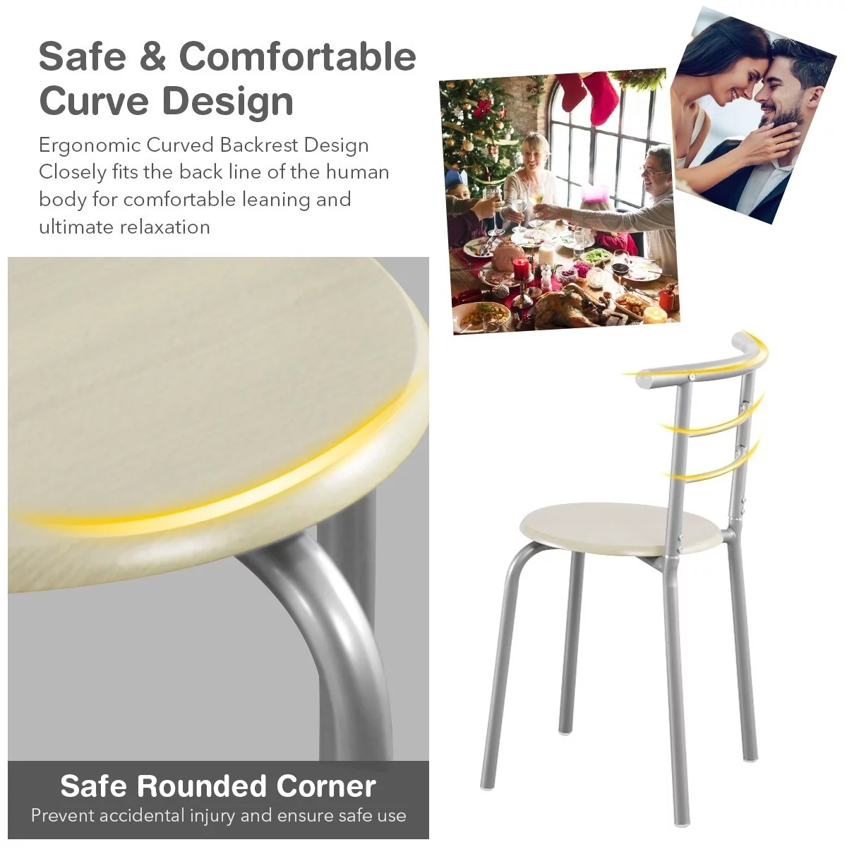 Compact Bistro Set with Wine Rack and Curved Chairs - 3-piece - 27.5 - Maximize your space with style and convenience!