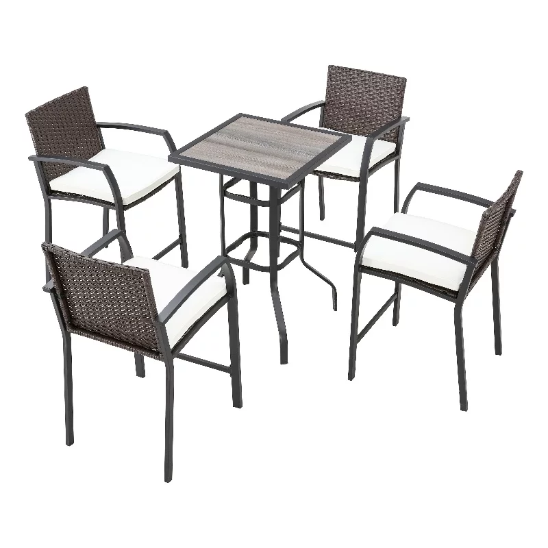 Patio Festival Metal 5-Piece Outdoor Dining Set in Brown/Beige