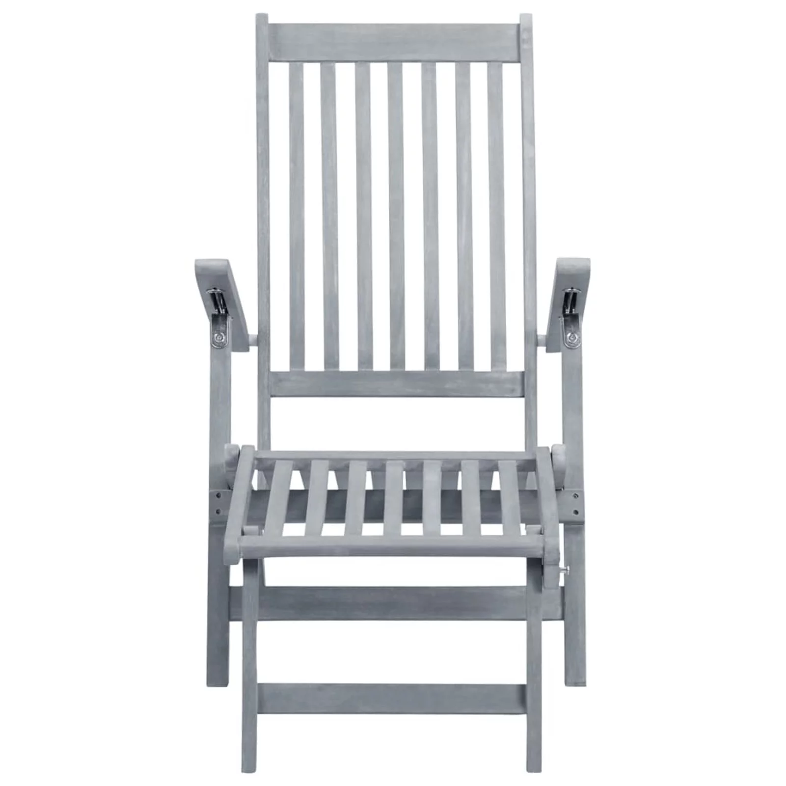 OWSOO Patio Deck Chair with Footrest and Cushion Solid Acacia Wood