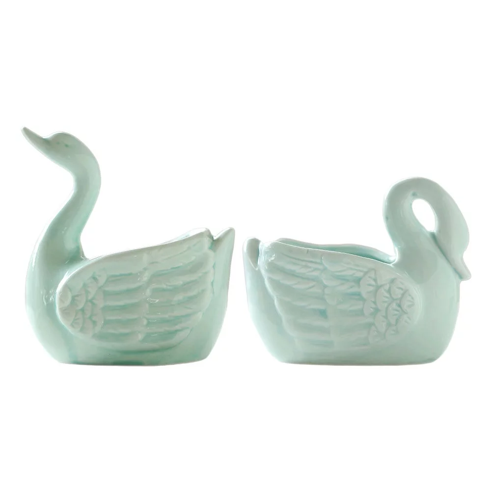 Gongxipen 2Pcs Ceramic Flowerpot Cartoon Swan Design Plant Pot Succulent Plant Holder