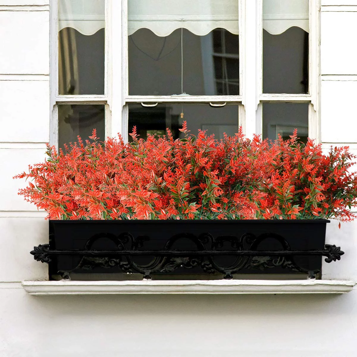 GRNSHTS 8 Bundles Artificial Lavender Flowers Outdoor UV Resistant Fake Flowers No Fade Faux Plastic Plants Garden Porch Window Box Decorating (Purple)