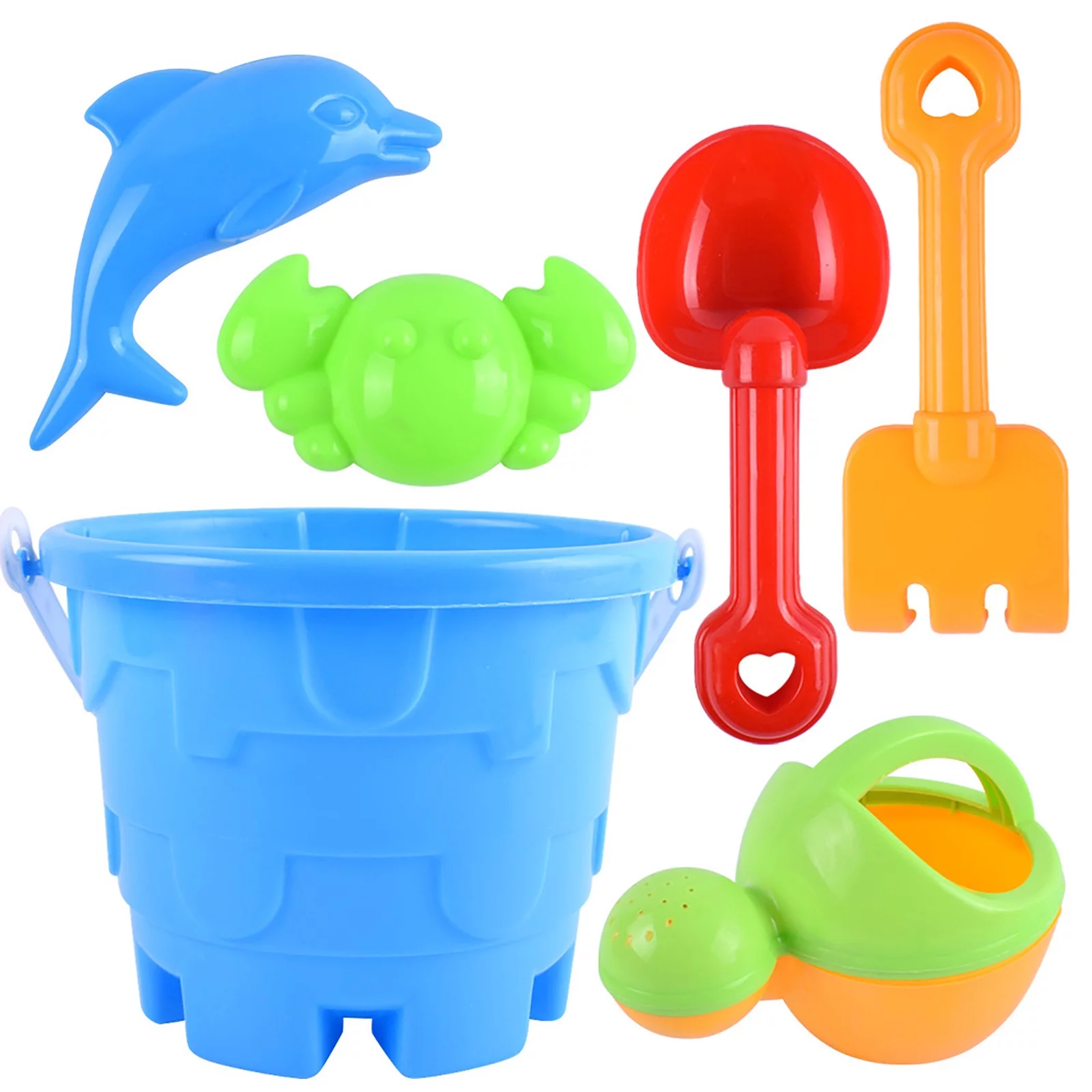 XIANXIAN Summer Children's Beach Toys Play Water Digging Sand Play House Shovel Bucket 6-piece Heavy Duty Plastic Garden Planting Shovels Spades Sets Sandbox Toys