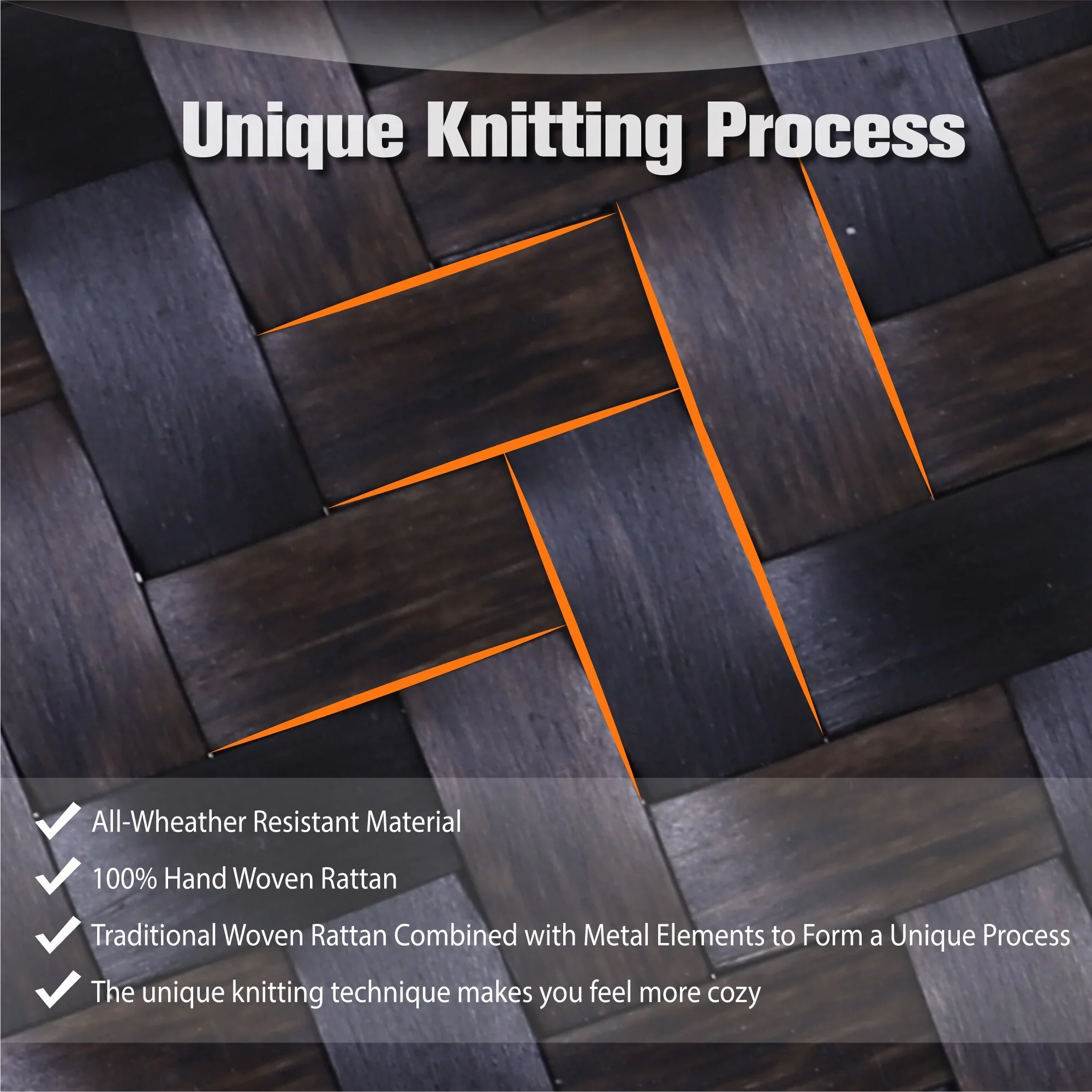 5-piece Patio Dining Set, 4 Rattan Swivel Chairs with Cushion and 1 Wood-like Table