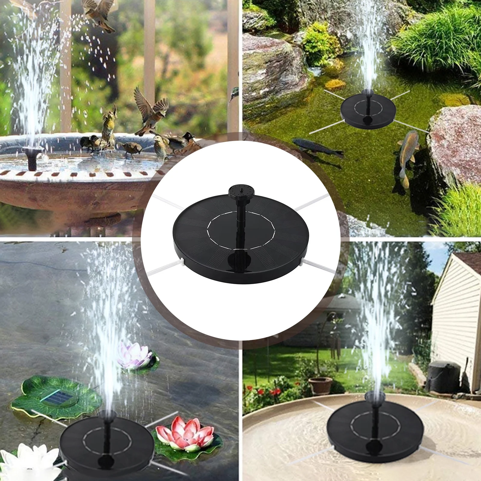 Fountain,Filter -collision Bar Water Pump Solar Pump With 1.5w Solar Pump Bath Samll Pond With 6 Nozzles Bar Free Water -collision Pump Qisuo 1.5w Mewmewcat Solar- Pump Qisuo