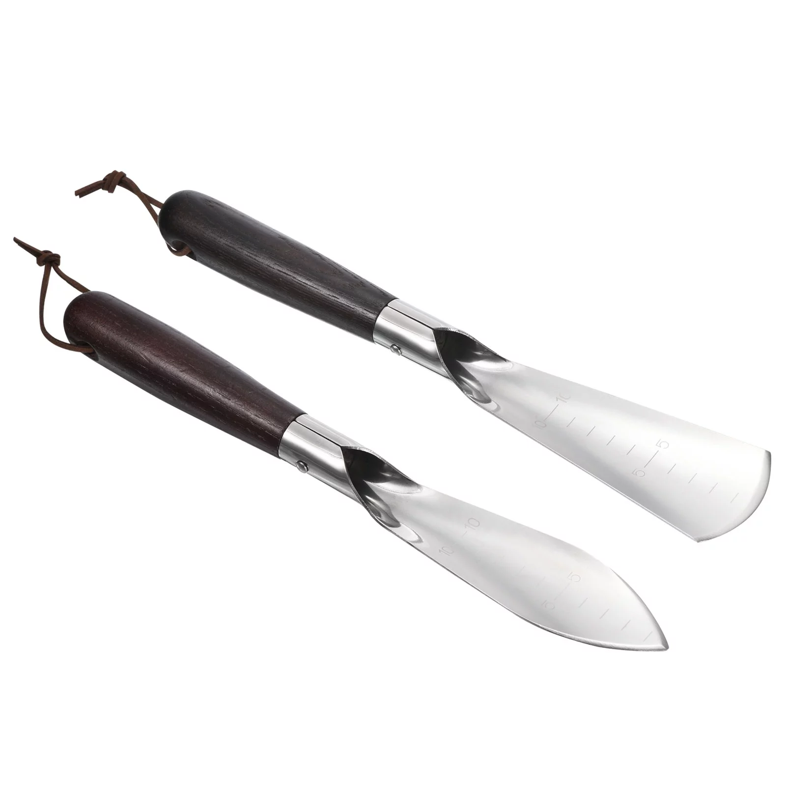 Uxcell Garden Trowel Gardening Transplanter Hand Shovel Garden Tools with Depth Marker Scale Silver Tone Brown