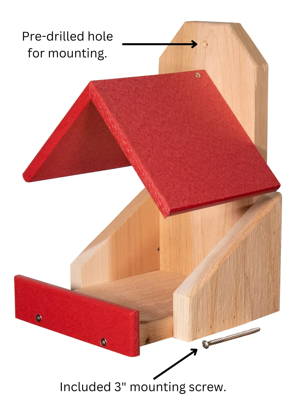 JCs Wildlife Cedar Robin Roost Birdhouse with Recycled Poly Lumber Roof (Red)