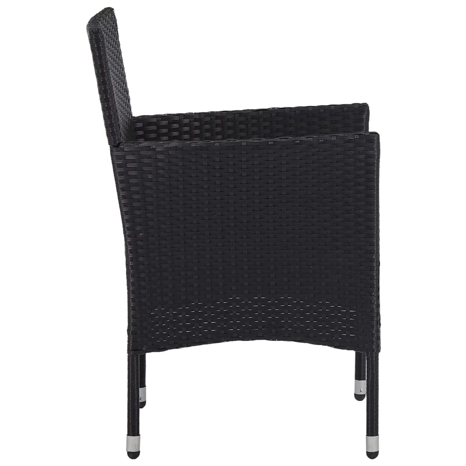 moobody Patio Dining Chairs 2pcs Poly Rattan Black