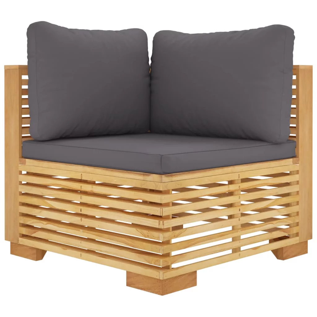 Anself 5 Piece Patio Set with Cushions Solid Wood Teak