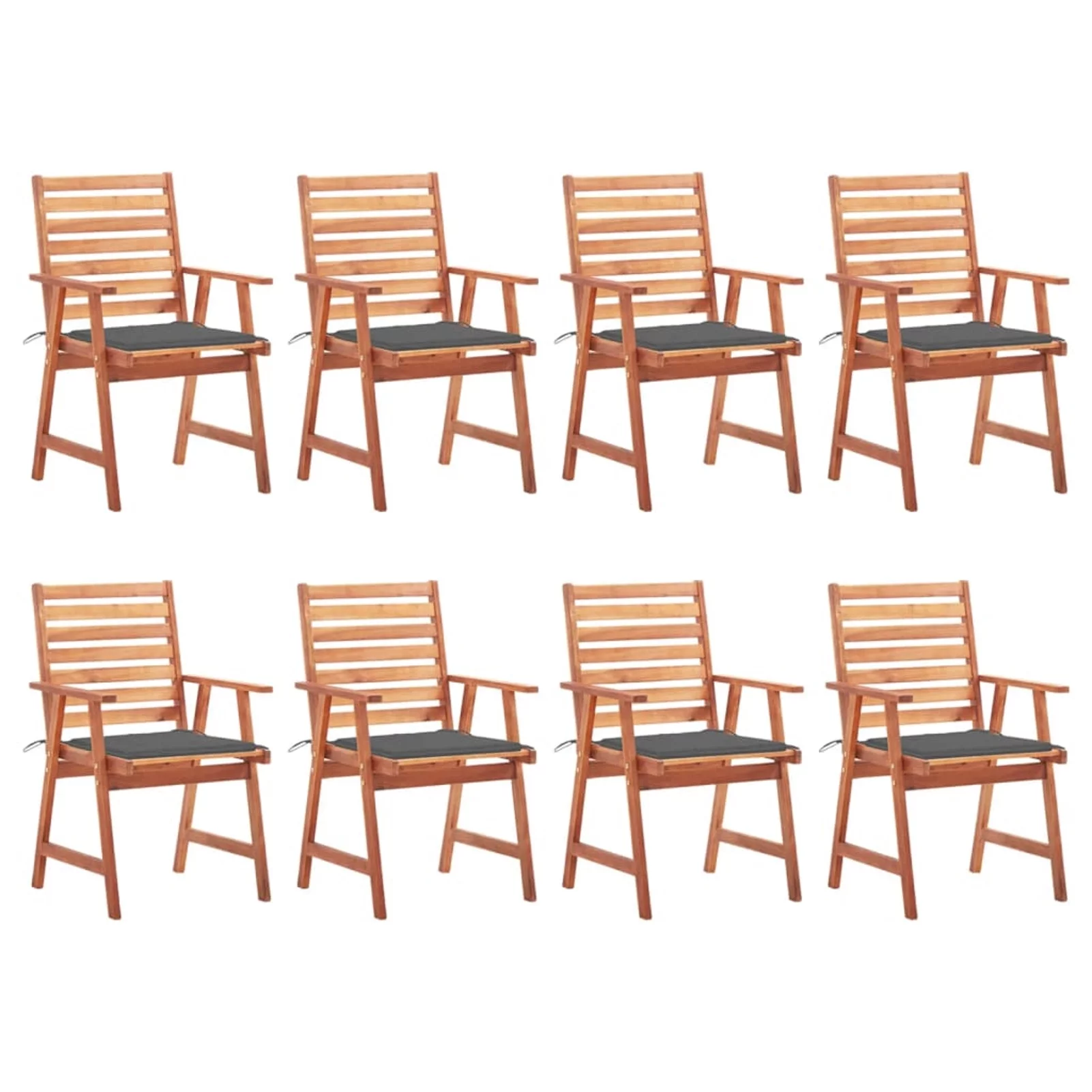 Irfora Patio Dining Chairs 8 pcs with Cushions Solid Acacia Wood
