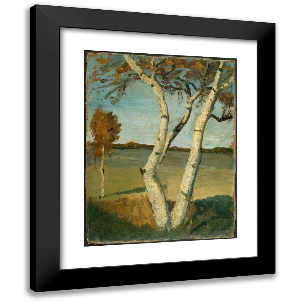 Paula Modersohn-Becker 12x14 Black Modern Framed Museum Art Print Titled - Birch Tree in a Landscape (1899)