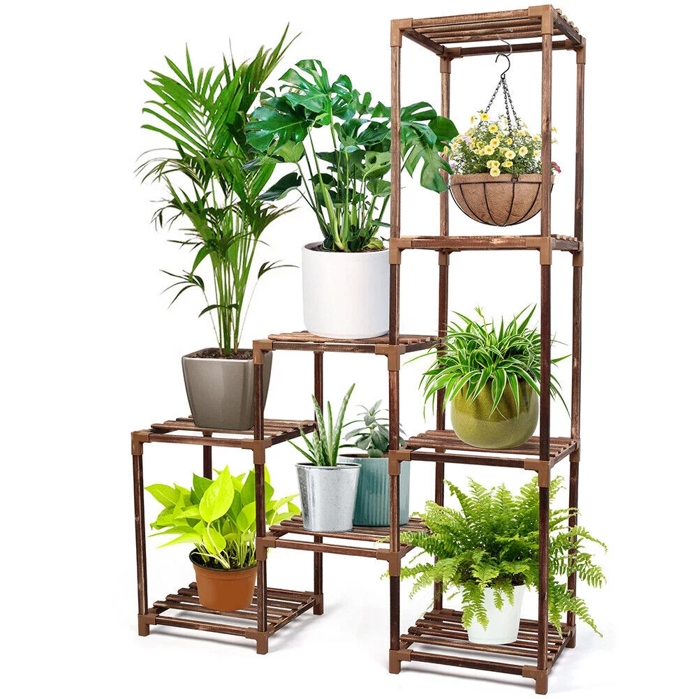 Extra Large Multi Tier Wood Flower Rack Plant Stand Bonsai Shelf Indoor Outdoor