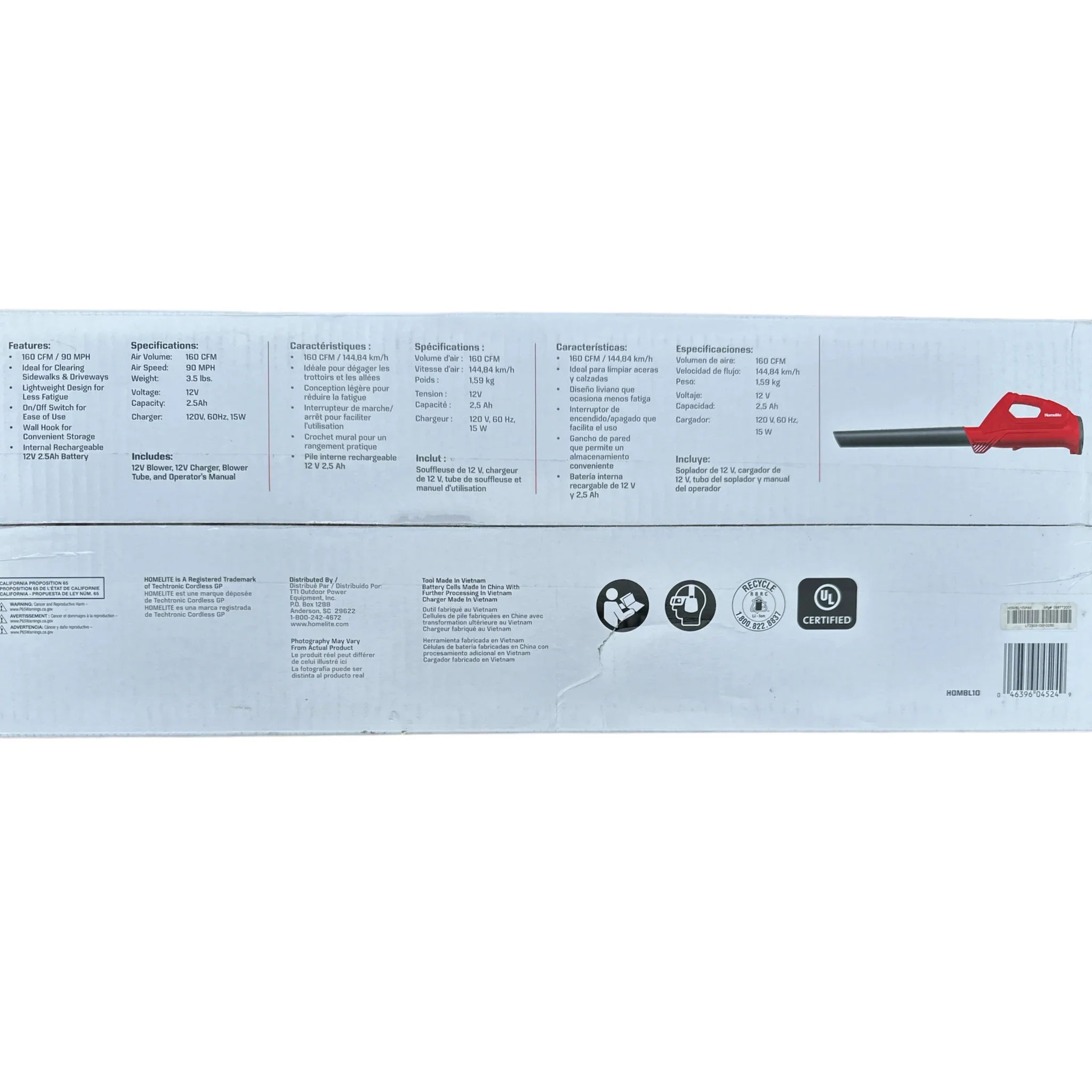 12-Volt 90 MPH 160 CFM Cordless Blower with 2.5 Ah Battery and Charger