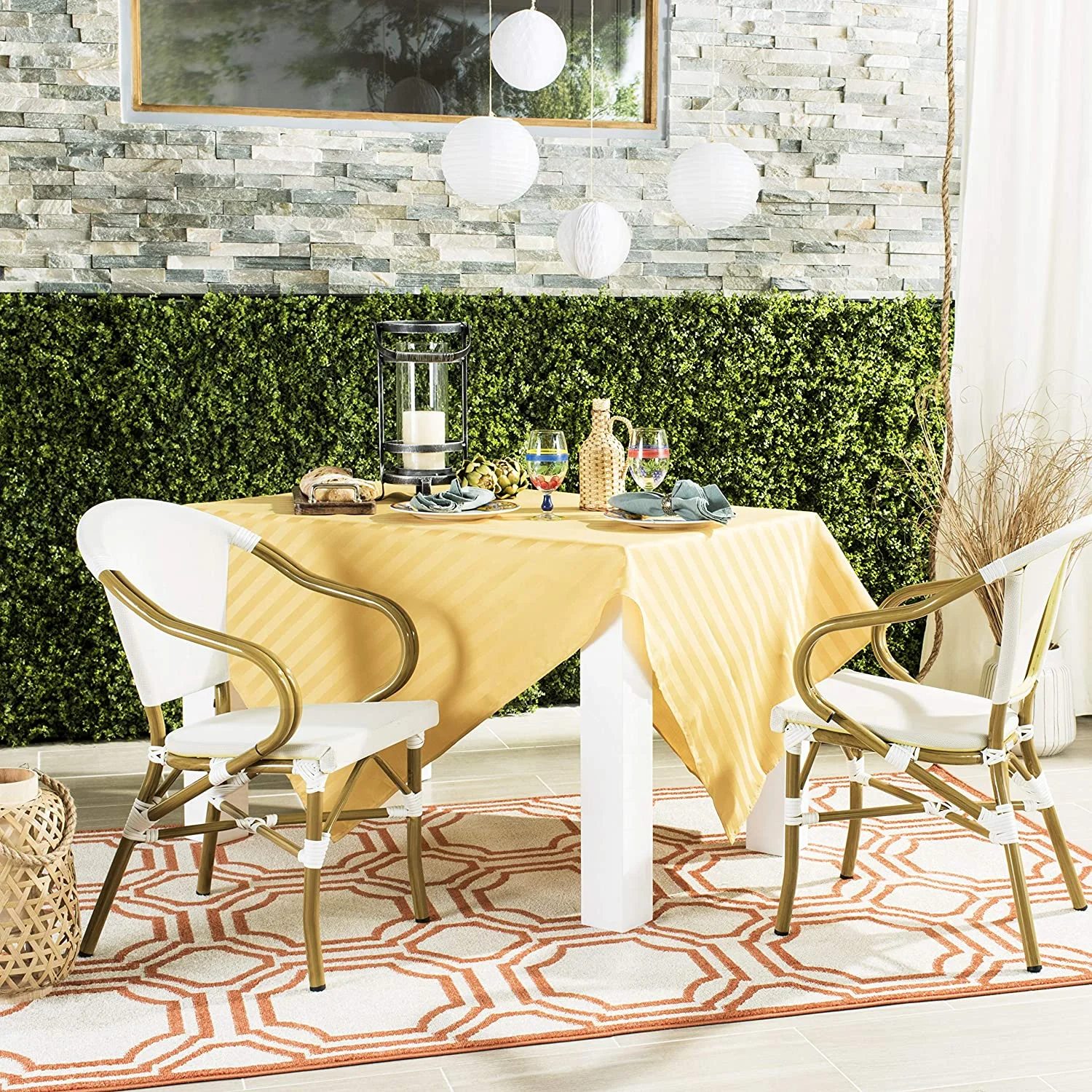 MINGFENG PAT4003B-SET2 Outdoor Collection Karine Beige Stacking Arm Chair