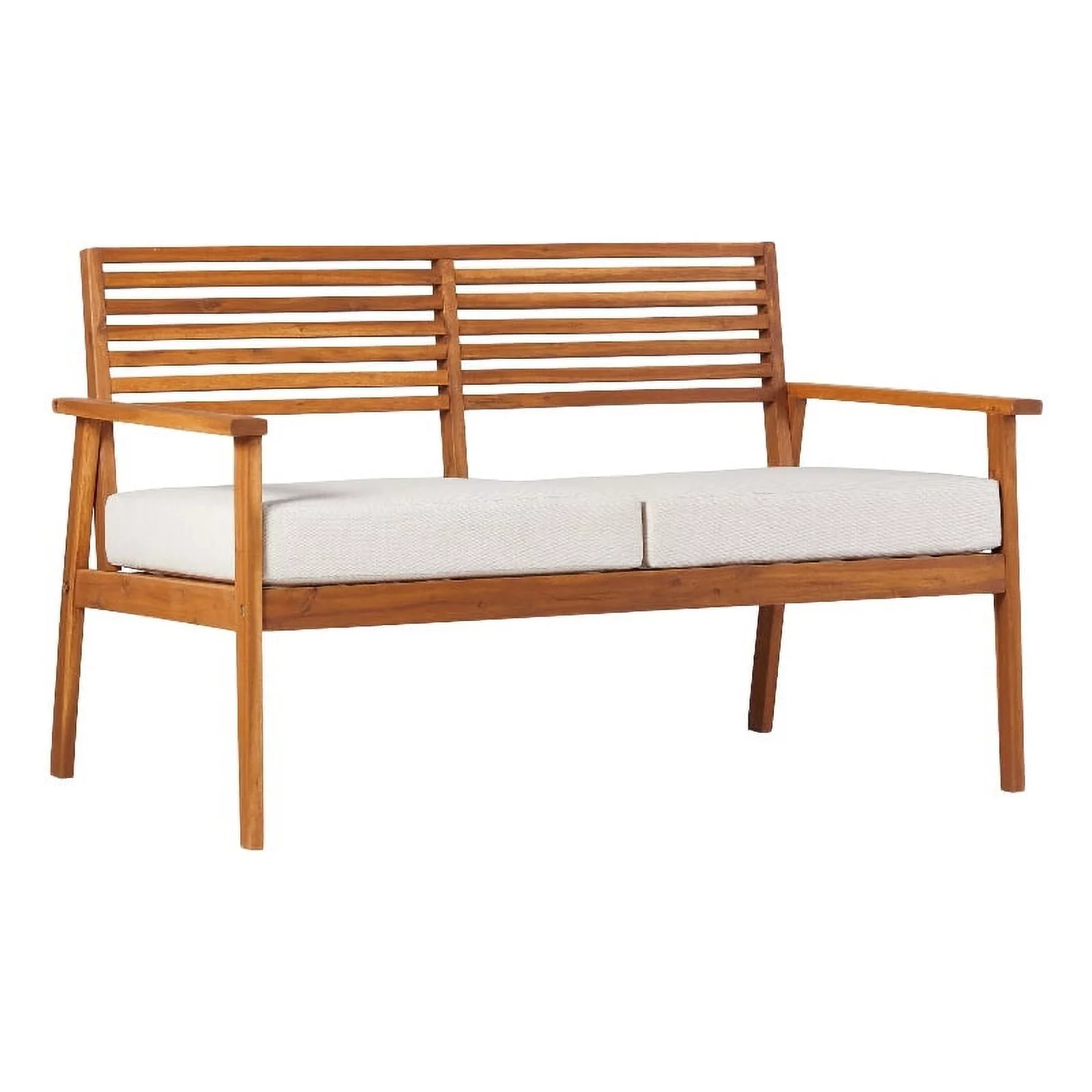 Pemberly Row Contemporary Outdoor Solid Wood Loveseat in Brown