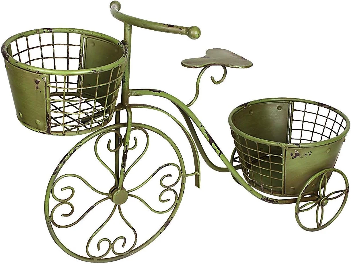Tricycle Plant Stand Planter, Iron Plant Stand Flower Holder Indoor Outdoor Home Garden Patio Decor, 27.5