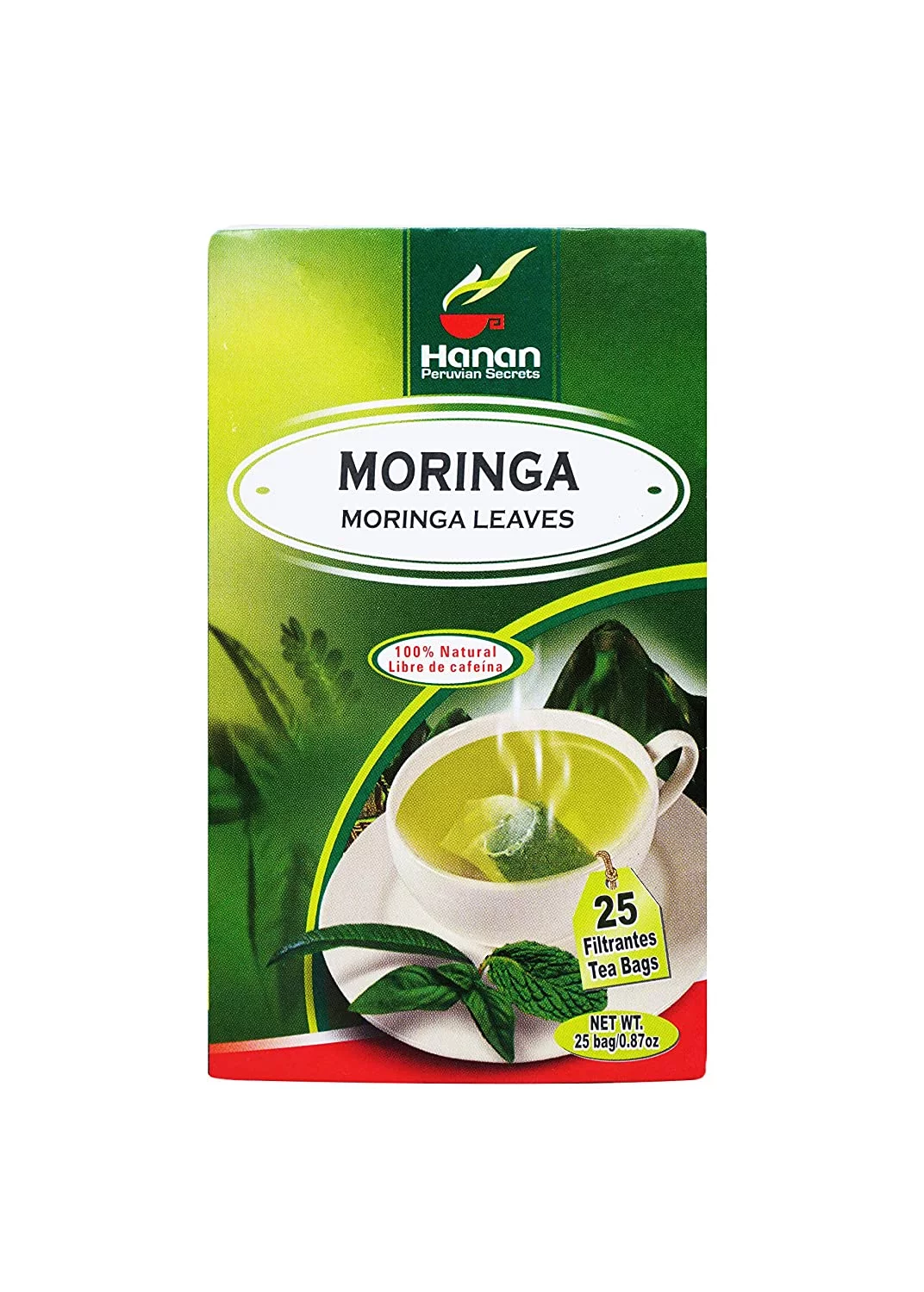Hanan Peruvian Secrets Moringa Herbal Tea | 100% Natural Moringa Leaves | 25 Tea Bags | Naturally Aids in Supporting a Healthy Immune System | Promotes Healthy Skin - 1 Pack
