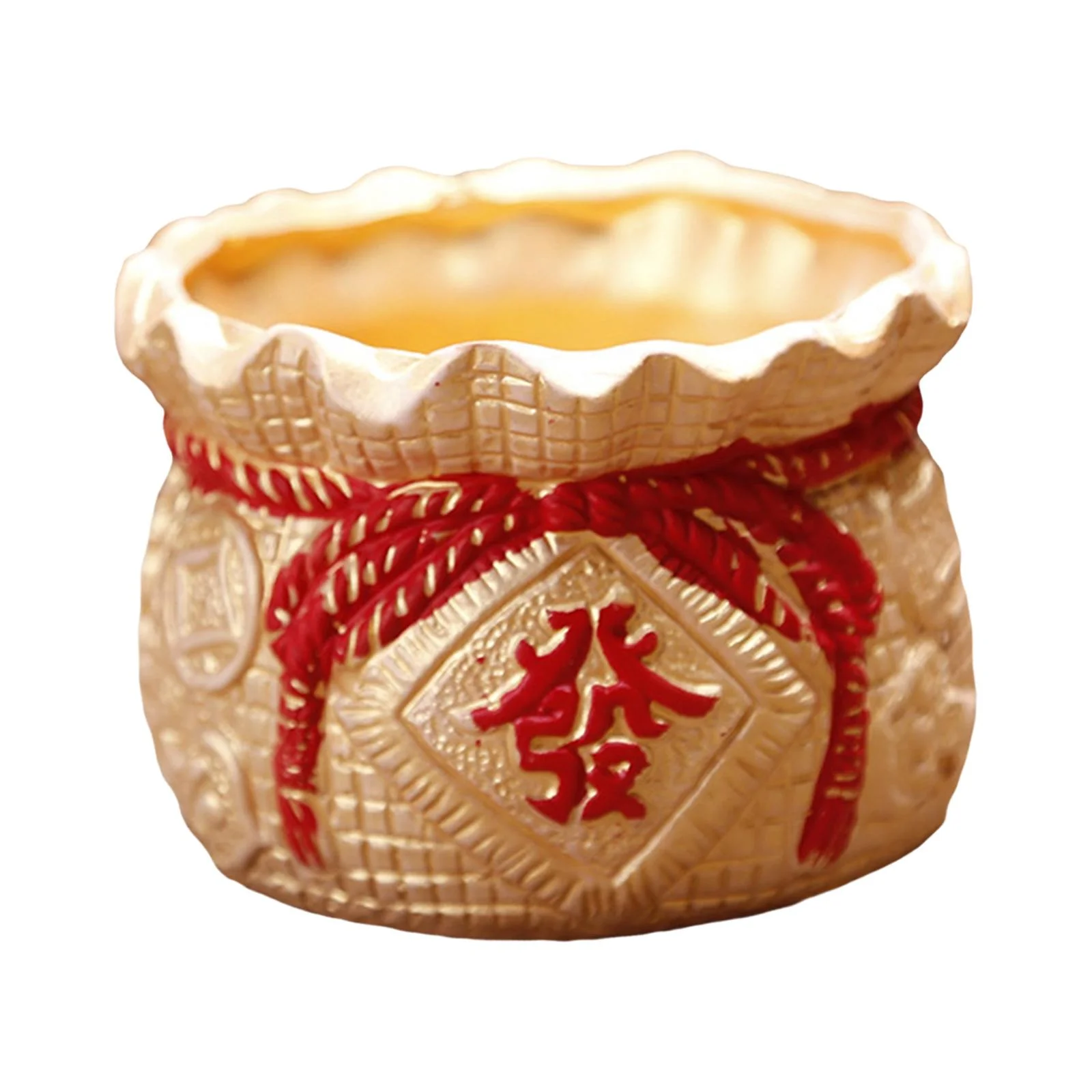 flameer Blessed Bag Flower Pot Living Room Bedroom Bookshelf Festival Flower Golden 12cmx9cm