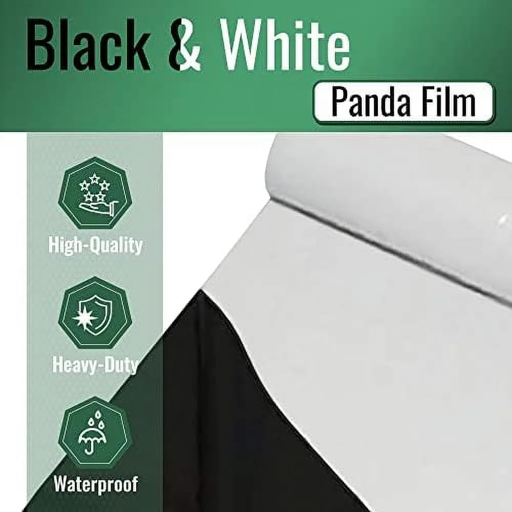 DL Wholesale Black And White Panda Film, Plastic Sheeting Heavy-Duty For Light Reflection, Greenhouse, Film, 10' X 100' 7 Mil Thick, 3 Year