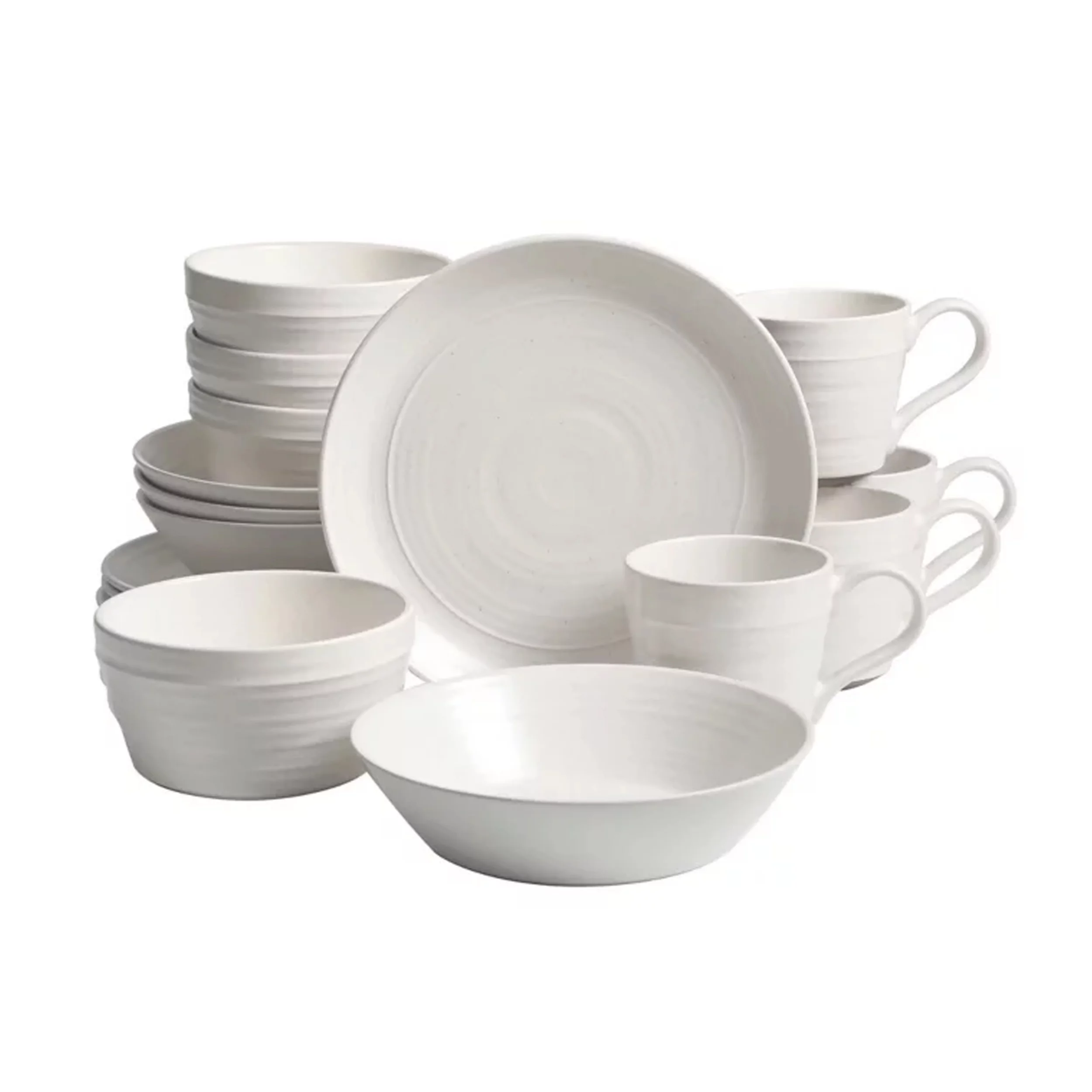 Bee and Willow Milbrook 16 Piece Round Stoneware Dinnerware Set in White