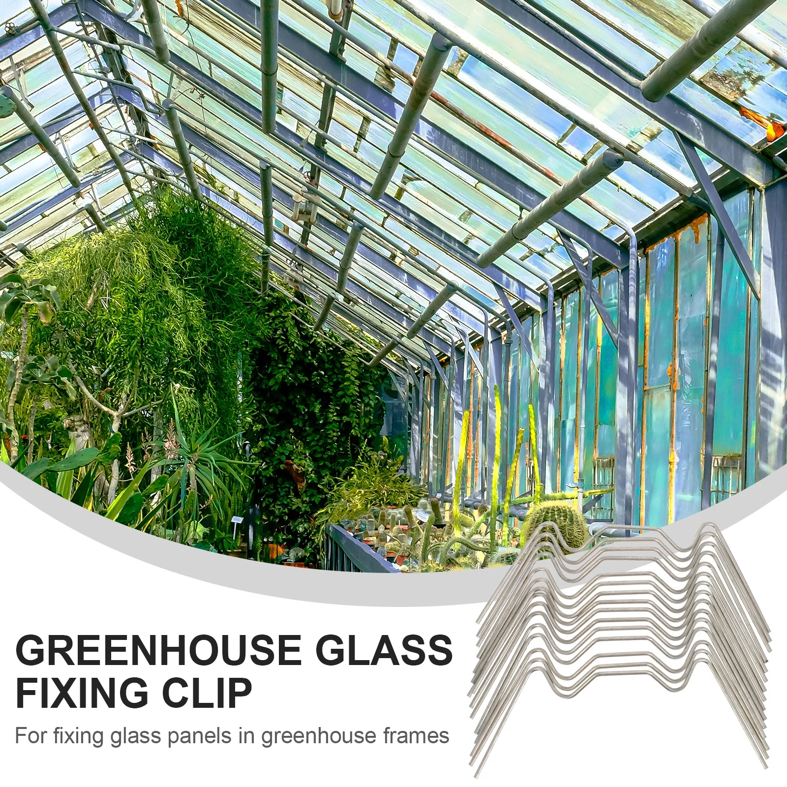 Qumonin 50pcs Greenhouse Fixed Clips Glass Frame Fixing Clamp Netting Garden Hoops Clips