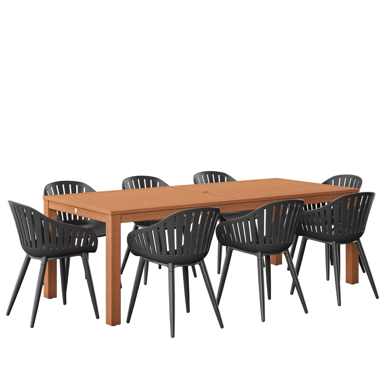 Amazonia 9 Piece Rectangular Patio Dining Set W/Black Aluminium Chairs