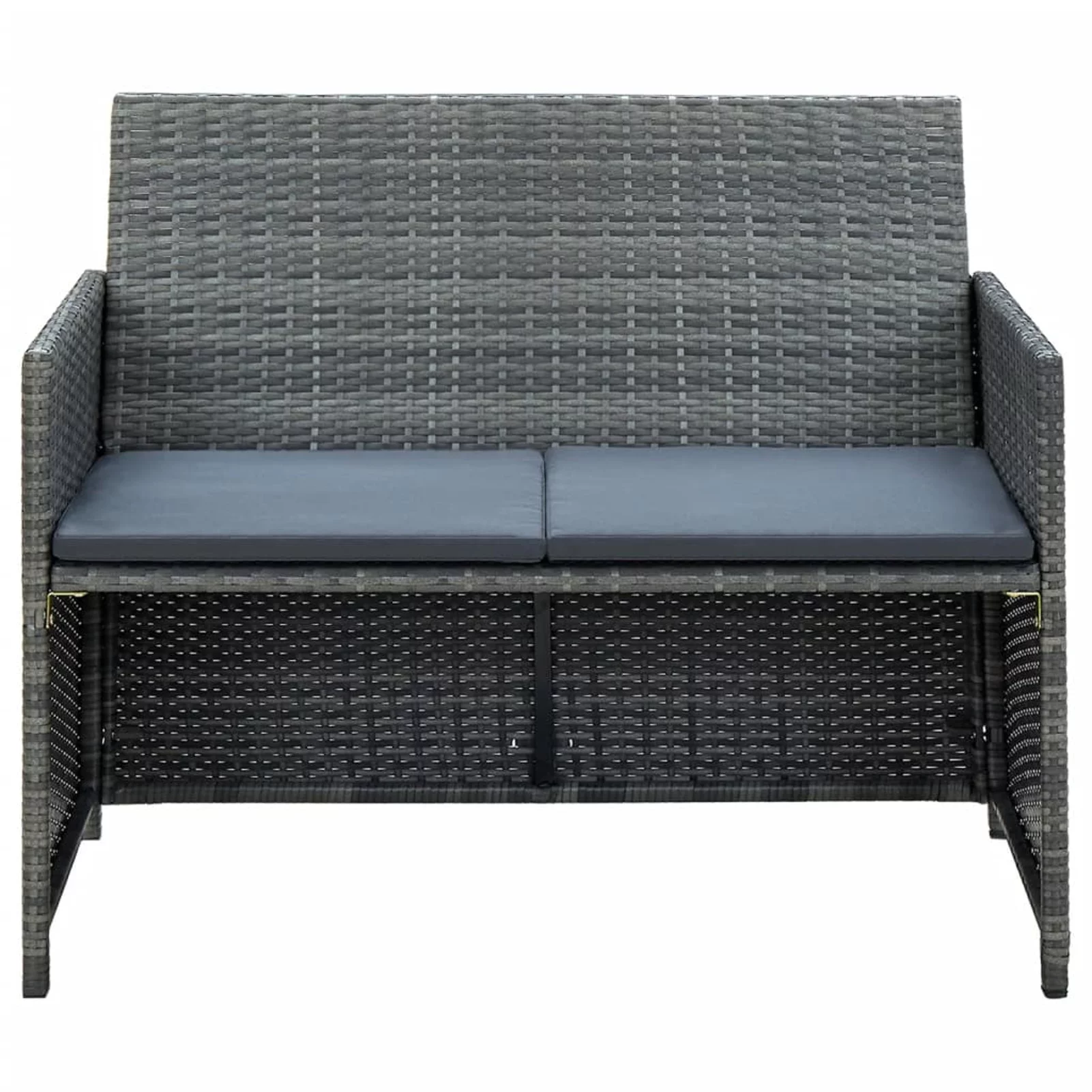 walmeck 2 Seater Patio Sofa with Cushions Gray Poly Rattan