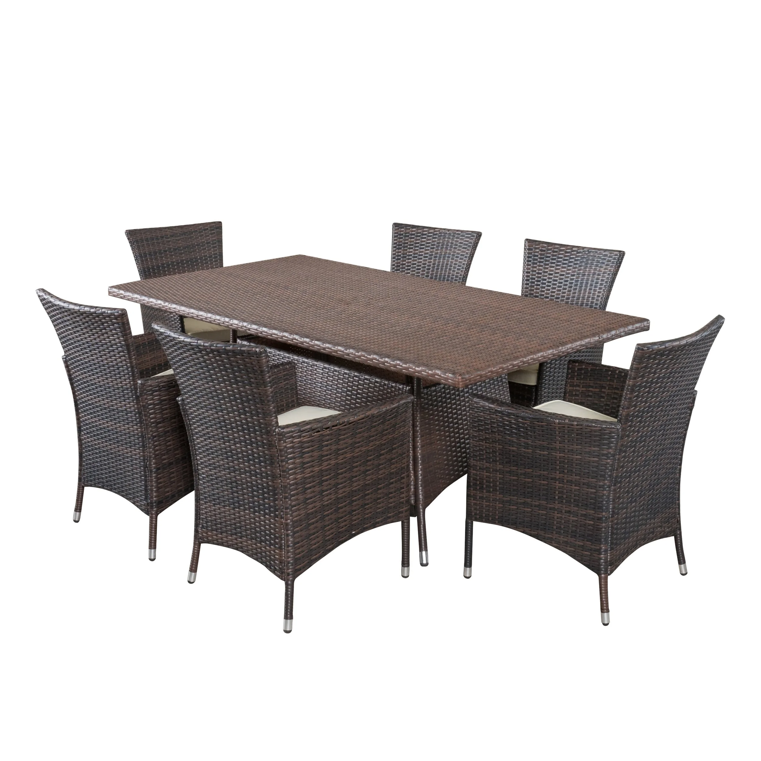 Christopher Knight Home Jennifer Outdoor 7-piece Wicker Dining Set with Cushions by