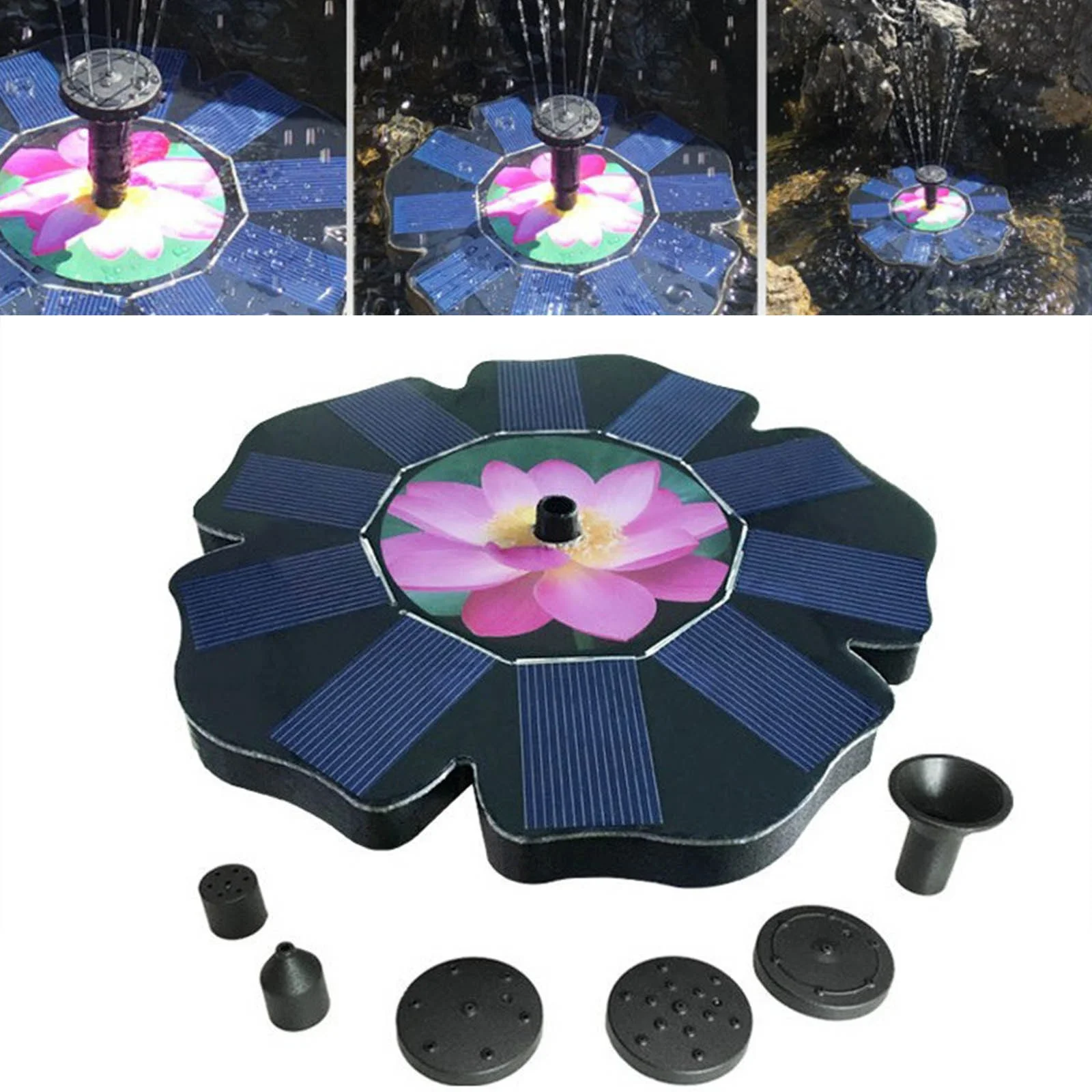 Ljxge Water Sprinklers Solar Freestanding Floating Solar Bird Bath Water Garden Bird Bath Decor