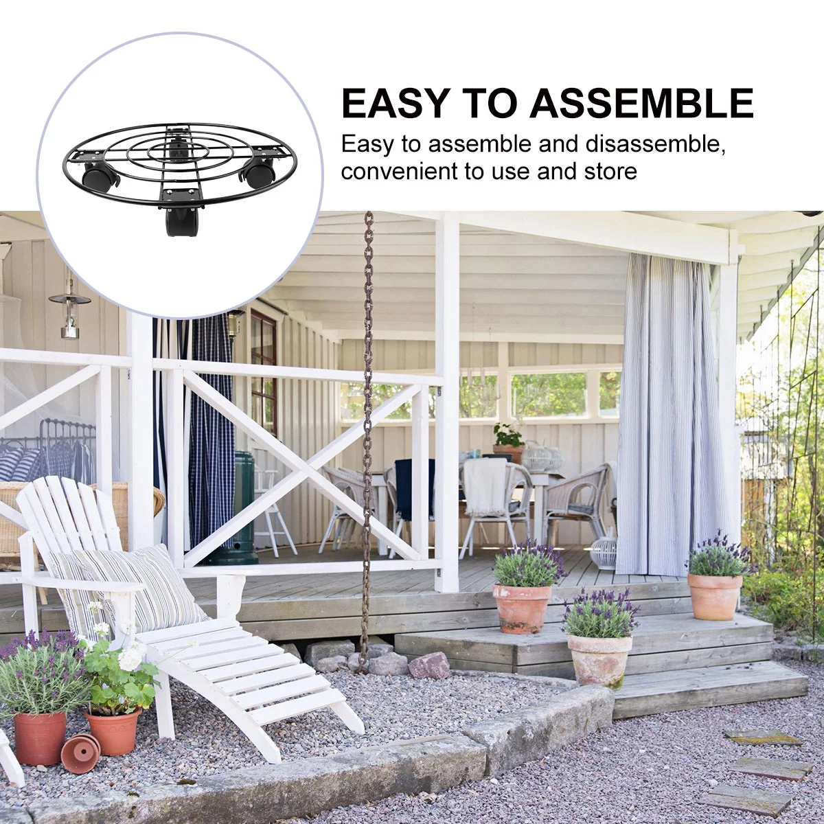 Gongxipen Iron Flower Pot Holder with Wheels Movable Flower Pot Rack Potted Plants Stand