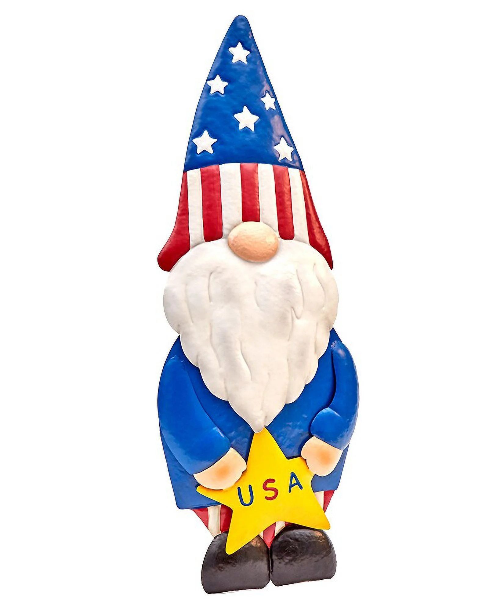 Patriotic Metal Garden Gnome Decoration with Rear Support Stand