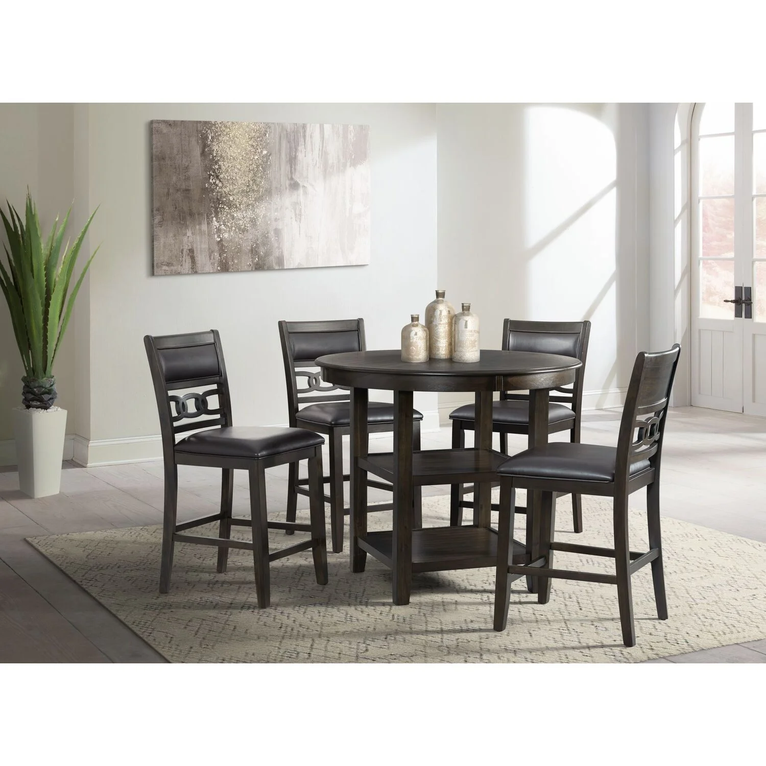 Taylor Counter Height 5PC Dining Set-Table and Four Faux Leather Side Chairs