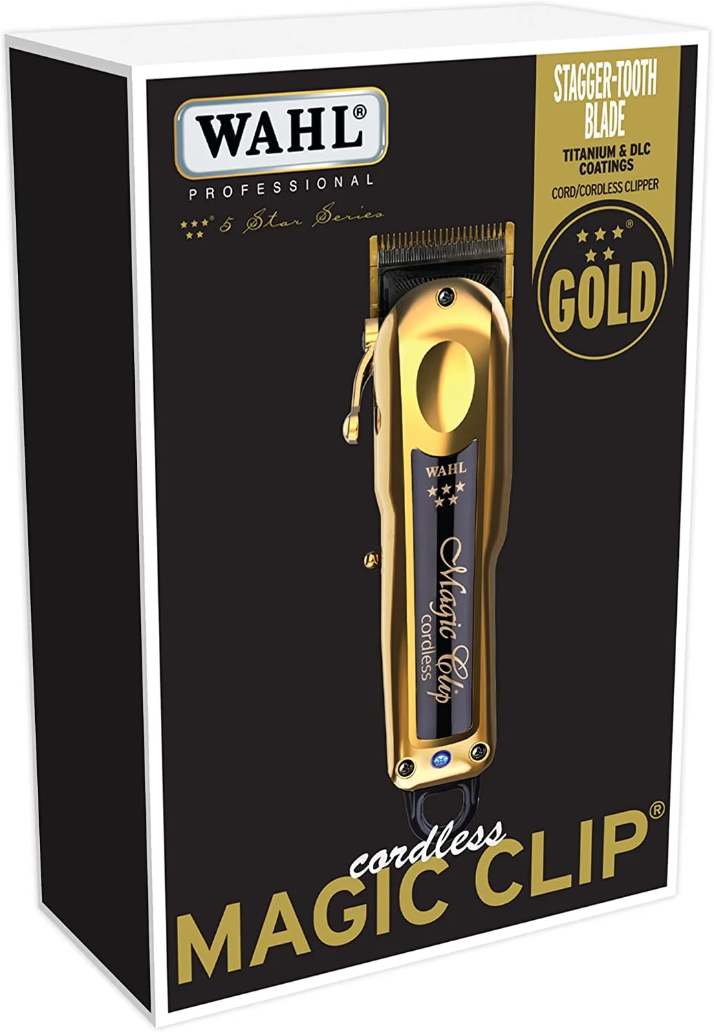 Wa-hl Professional 5 Star Gold Cordless Magic Clip Hair Clipper with 100+ Minute Run Time for Professional Barbers and Stylists - Model 8148-700