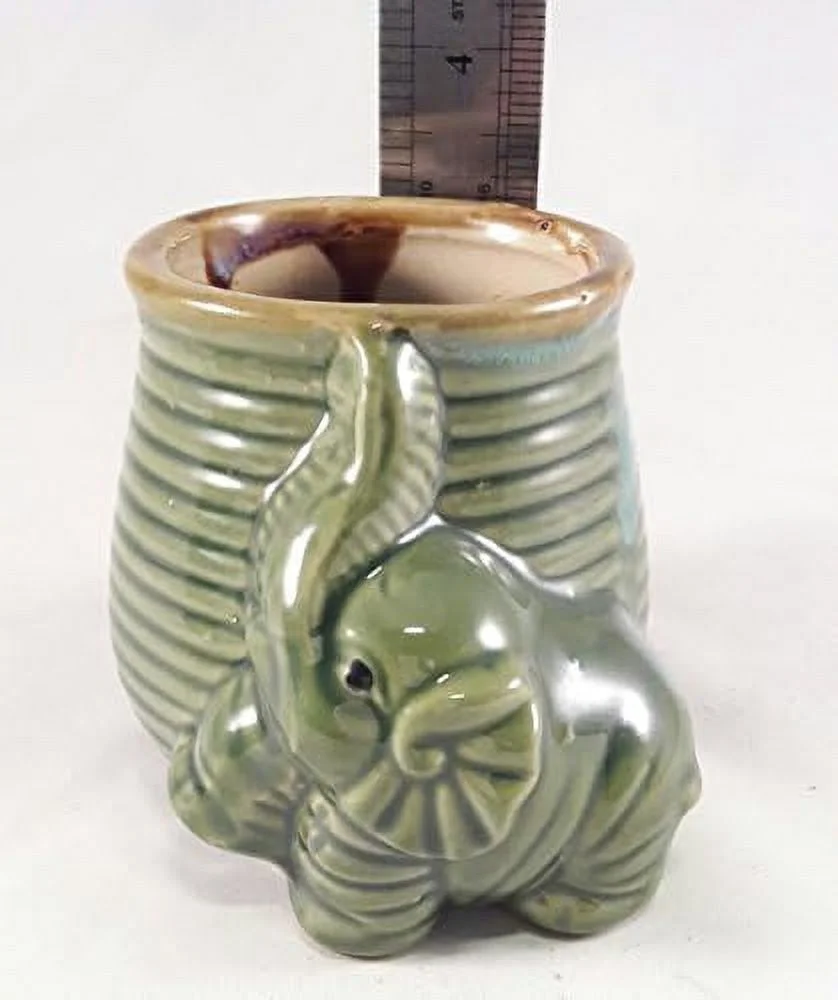 Small Elephant Ceramic Planter Pot, 3” Unique Design By