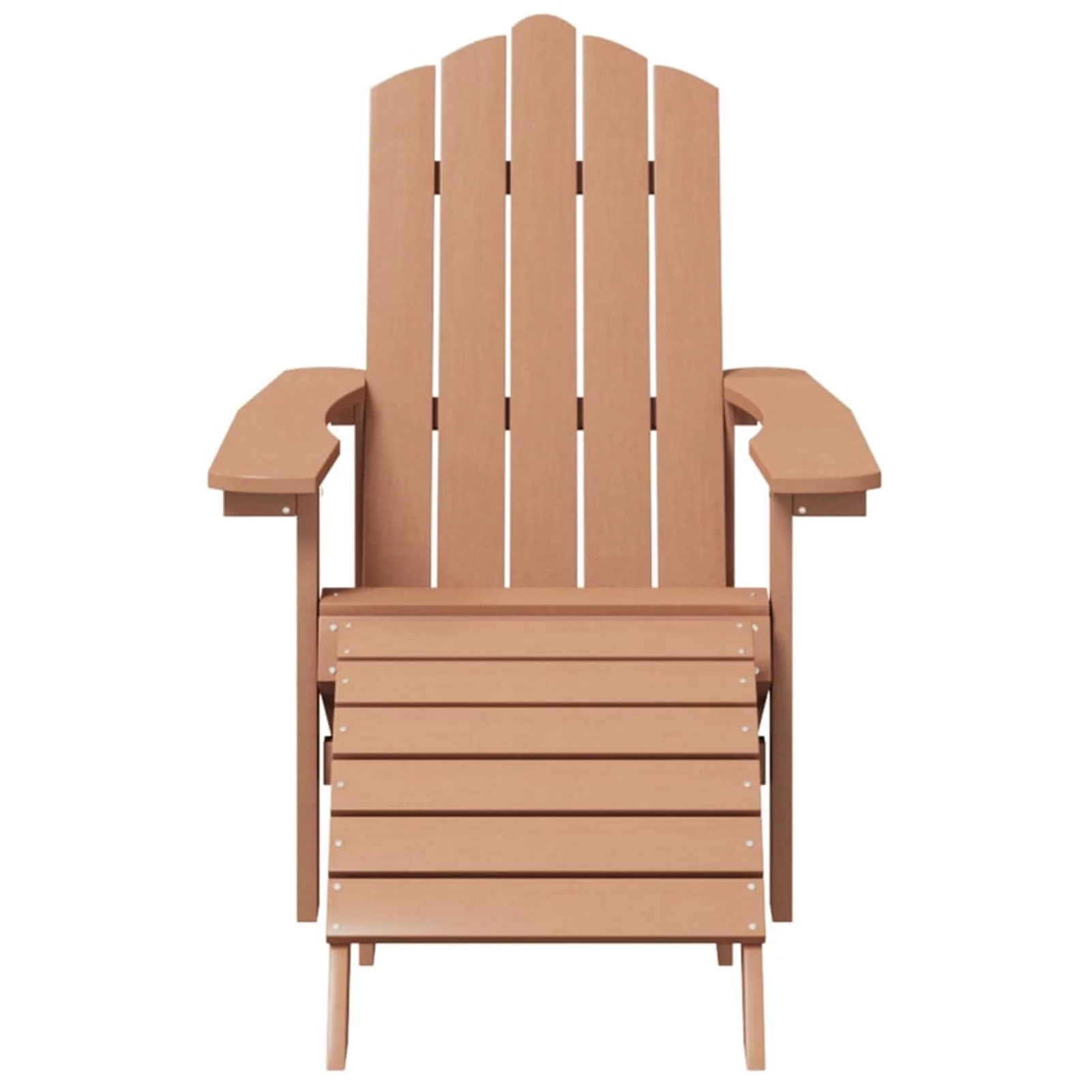 OWSOO Patio Adirondack Chair with Footstool & Table HDPE Brown