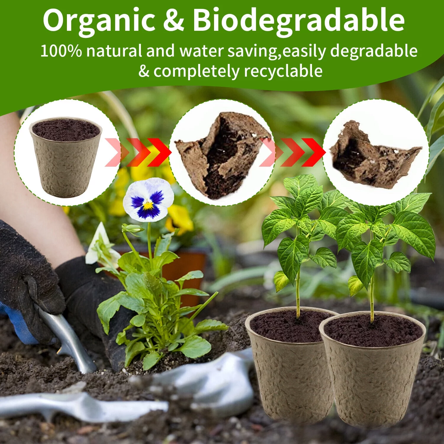 50-100PCS Biodegradable Nursery Pots Garden Plant Grow Seedling Planting Pots US