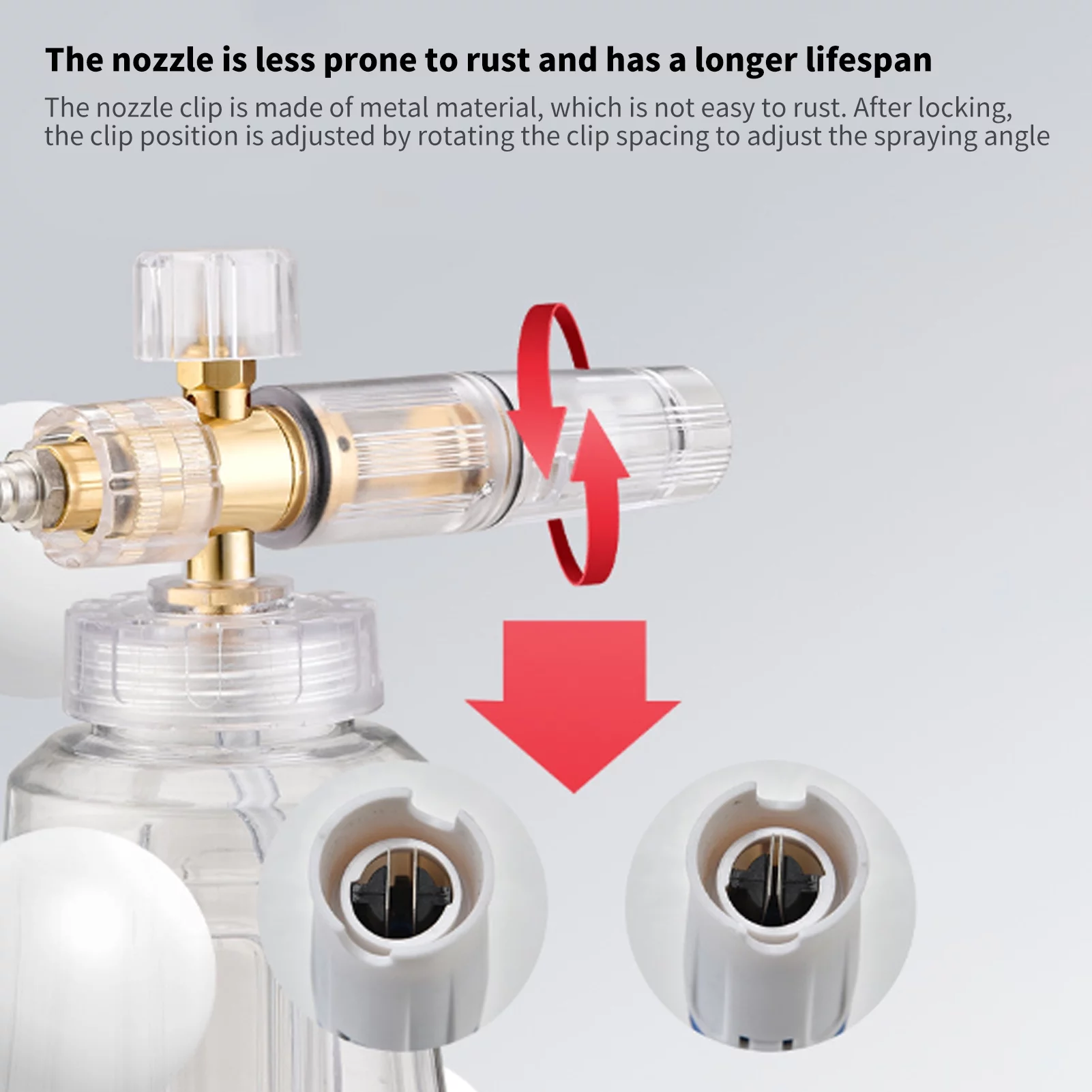 Nebublu Sprinkler,Bottle Professional Cannon Inch Quick Adjustable 1/4 Inch Quick Professional Cannon Car Sprayer 1/4 Inch Adjustable Nozzle 1L Wash Sprayer 1/4 1L Bottle Professional Snow Lance Car