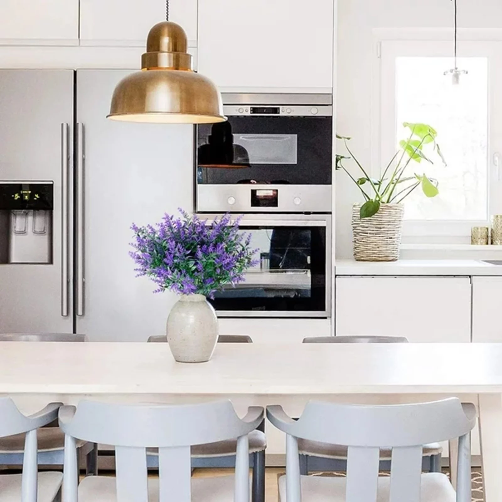 NLLSHGJ 8 Bundles Artificial Lavender Flowers Outdoor Flowers No Fade Garden Porch Window Box Decorating (Purple)