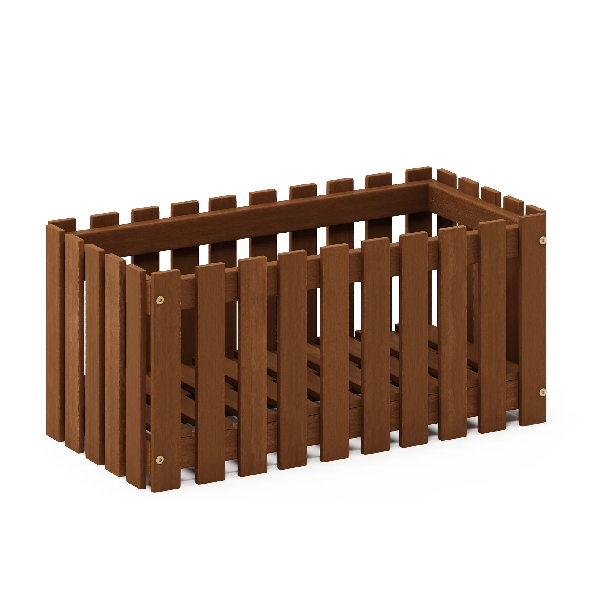 Furinno Tioman Hardwood Slat Style Flower Planter Box in Teak Oil