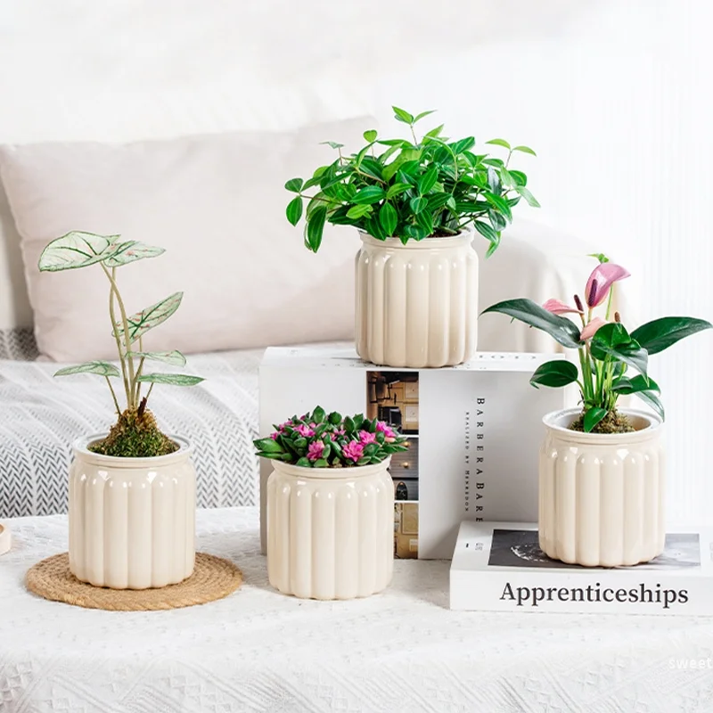Self Watering Flowerpot Plastic Hydrotonics Plant Pot Double Layer Cotton Rope Automatic Watering Flower Vase Succulent Planter