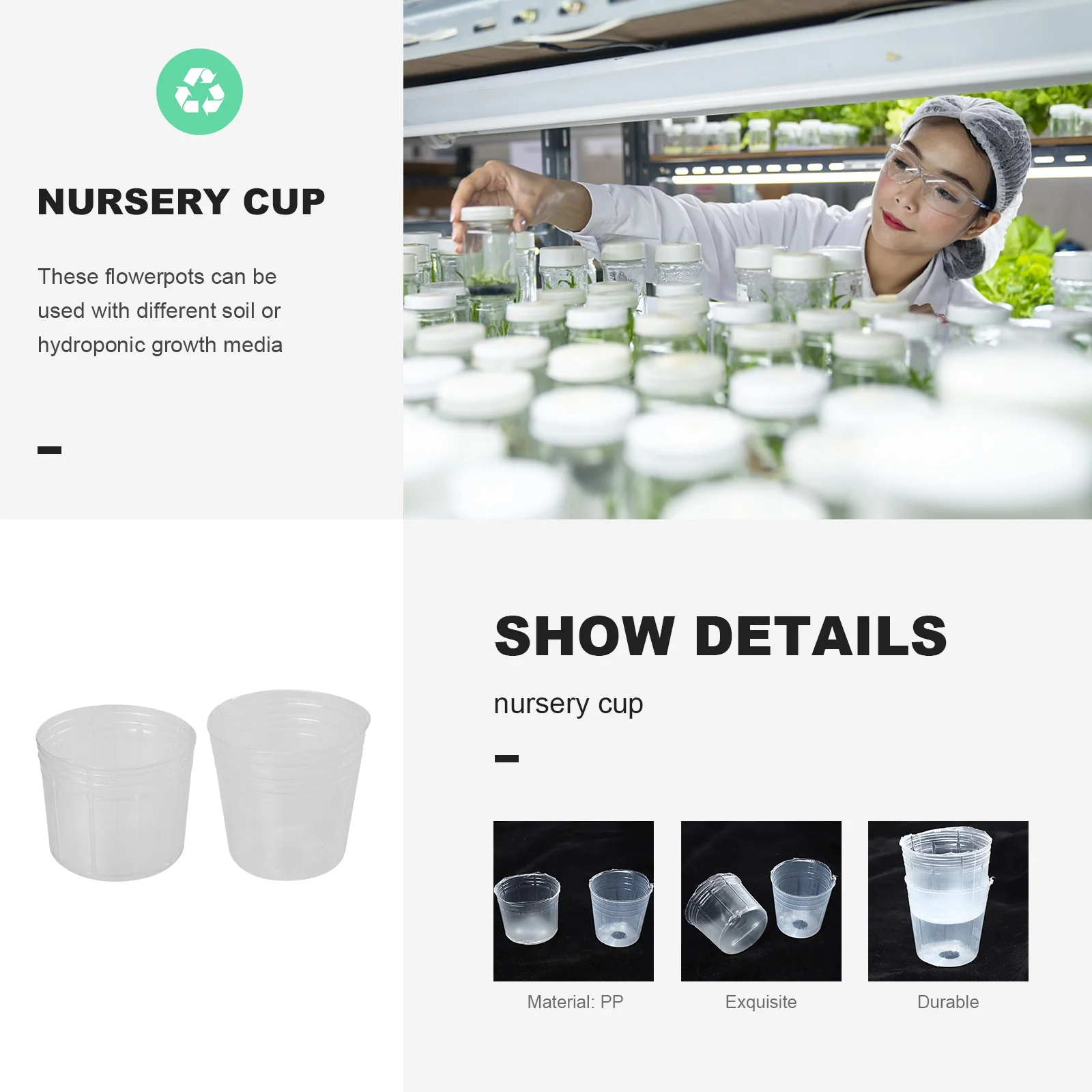 Containers with Lids Seedling Plant Pot Planter Nursery 50 Set Phalaenopsis Cup Flowerpot Cups Small Pots White