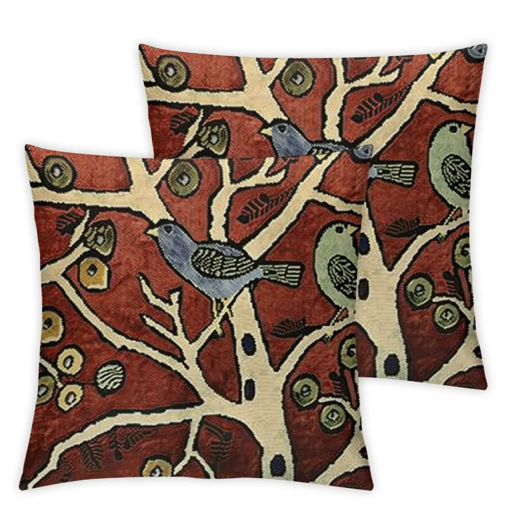 Plant Birds Throw Pillow Cover | Karla Gerard Designer Pillowcase Chair Cushion Chair Cushions Hand Embroide Wool