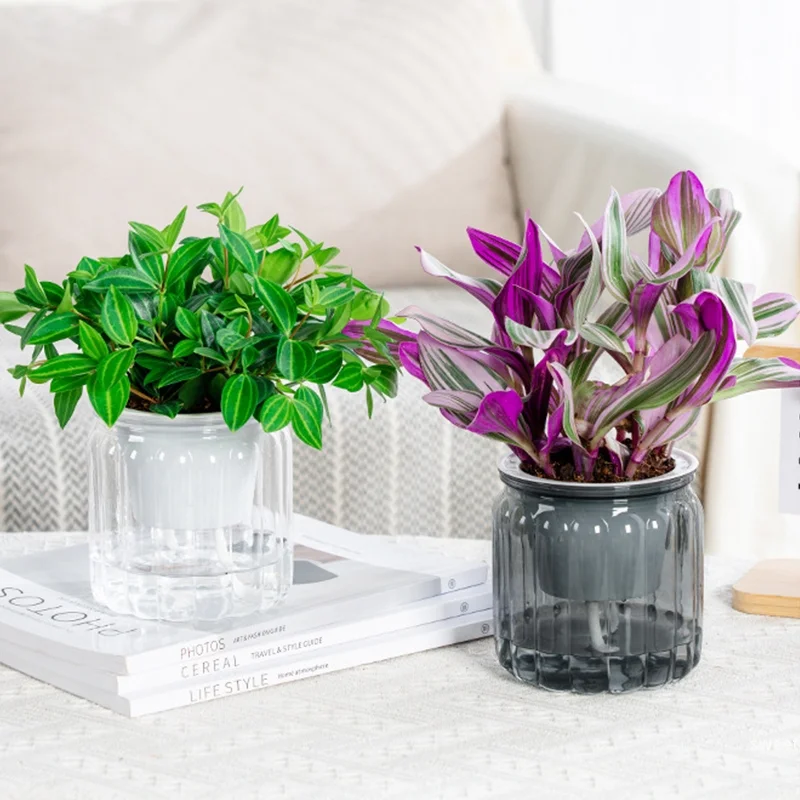 Self Watering Flowerpot Plastic Hydrotonics Plant Pot Double Layer Cotton Rope Automatic Watering Flower Vase Succulent Planter