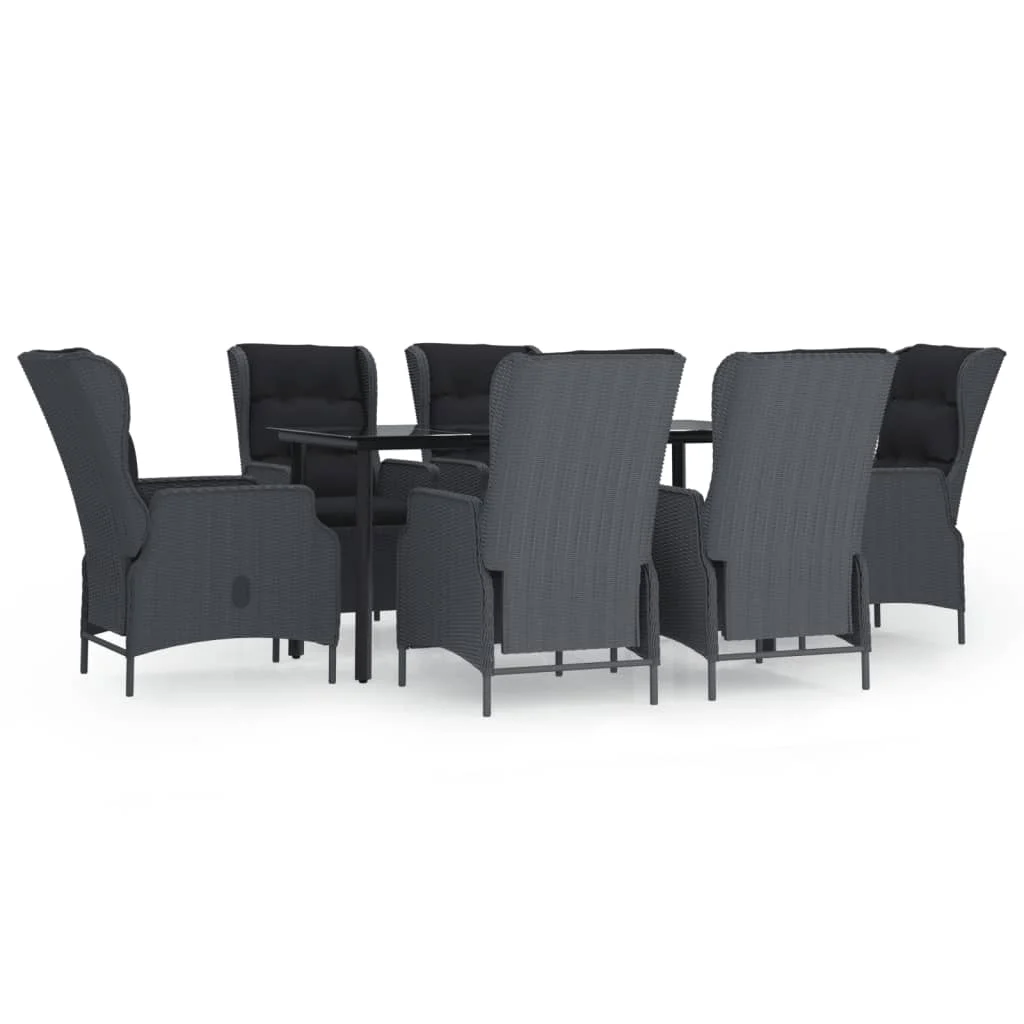 Irfora 7 Piece Patio Dining Set Dark Gray Poly Rattan