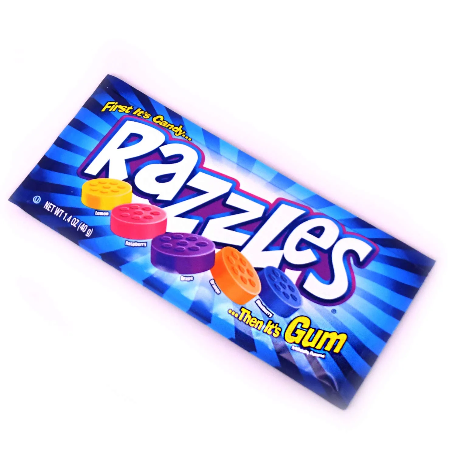 Original Razzles Candy/Gum, Box Of 24 1.4-Ounce Bags