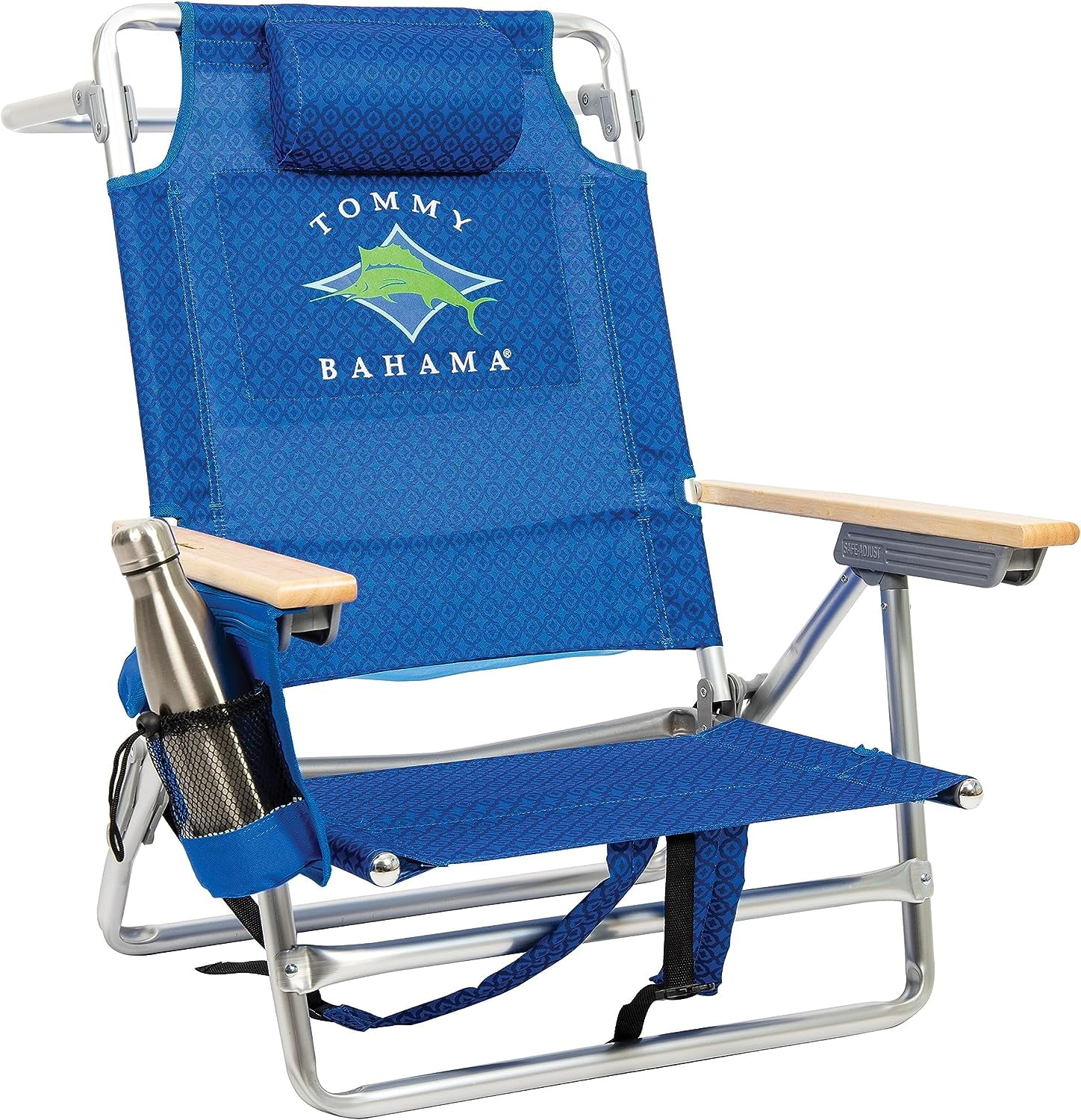 Tommy Bahama 5 Position Backpack Chair, Aluminum, Blue