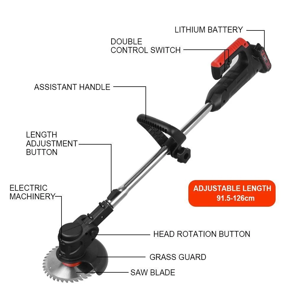 Electric Cordless Grass String Trimmer Lawn Edger Weed Wacker Cutter 2 Battery