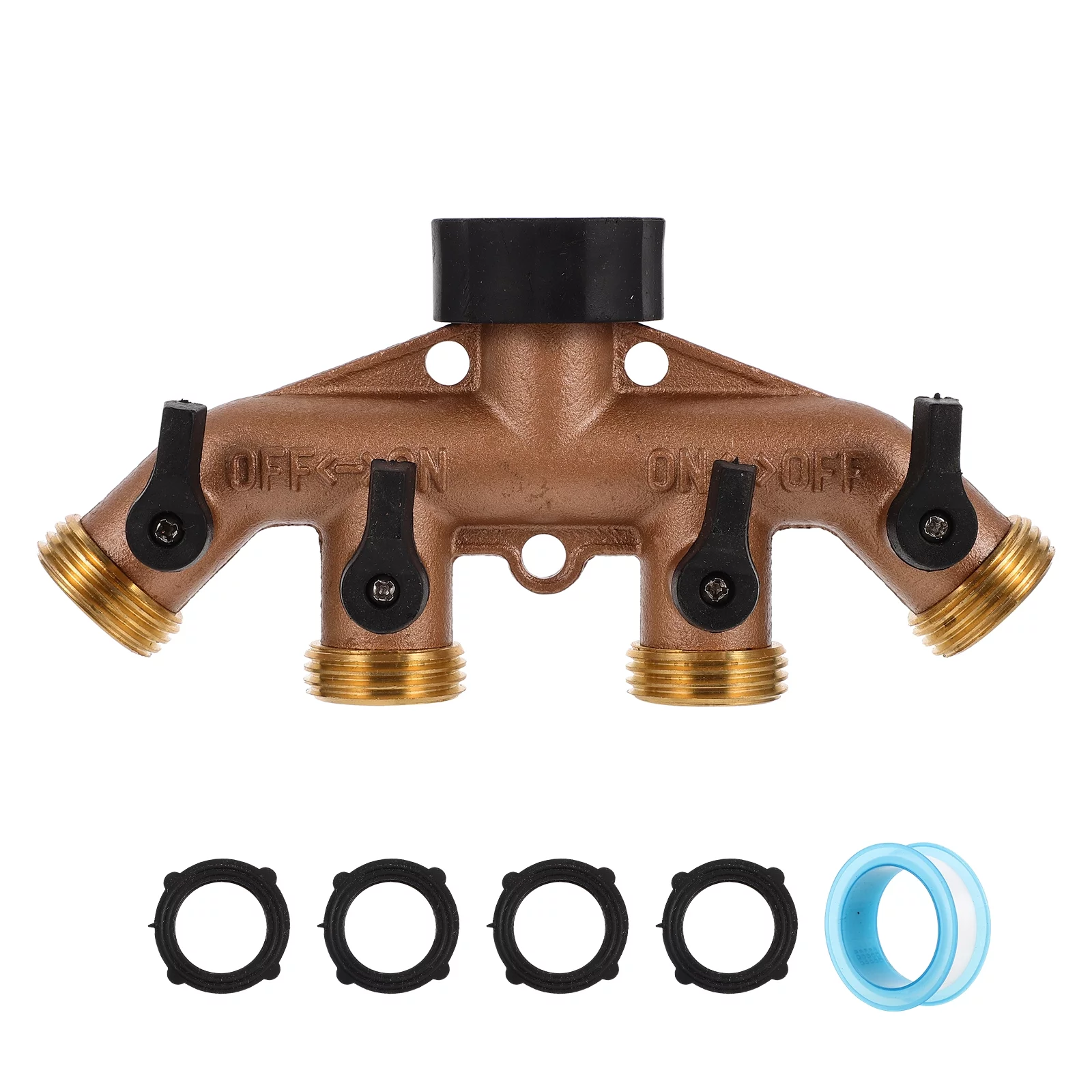 Hose Garden Brass Splitter 4 Way Tap Adapter Connector Water Fittings Handle Pipe Splitter Manifold Connectors  Wheel